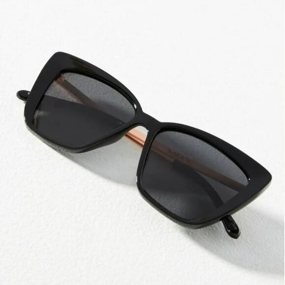 I-Sea X Anthropologie Sunglasses | Aloha Fox | Black & Gold, Cat Eye, Oversized - Picture 1 of 9